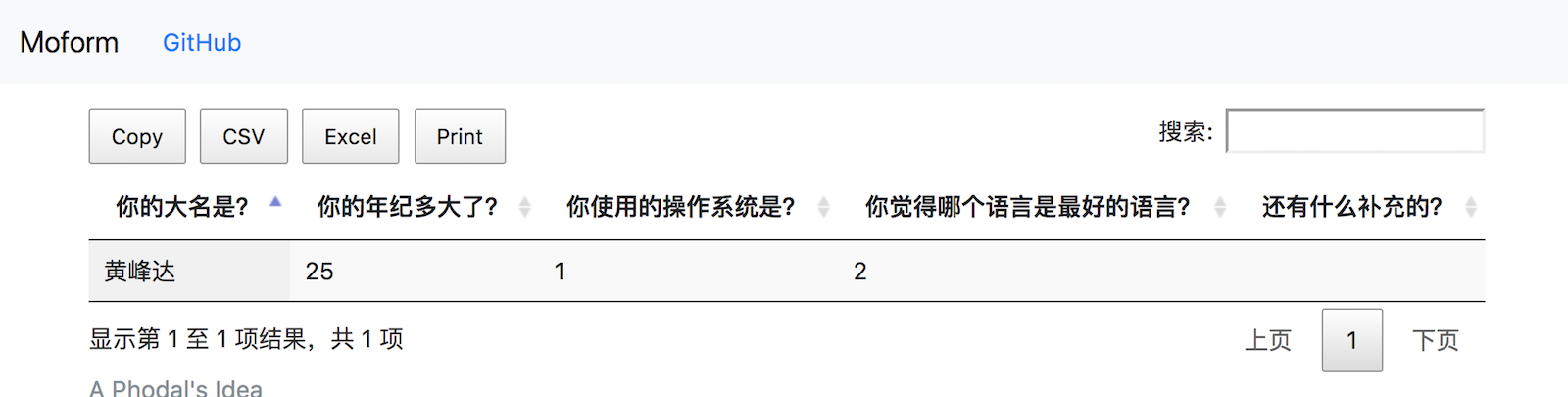 moform 表单结果