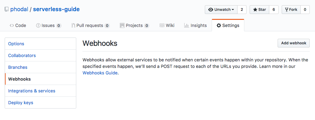 添加 webhook